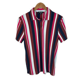 PO270 Mens Express Brand Preppy Striped Modal Stretch Polo Shirt S